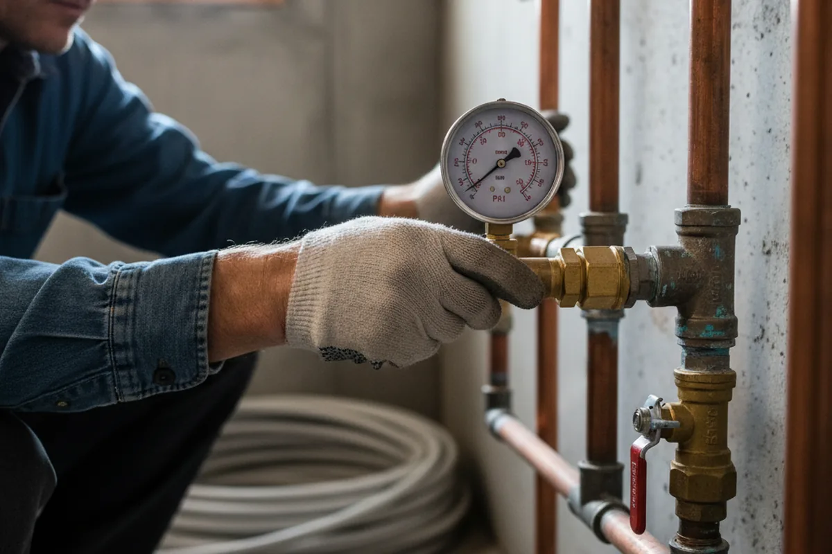Pressure testing a repaired line during Water Line Repair in West Ridge